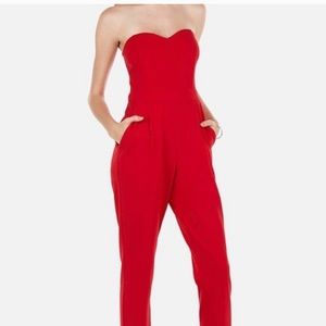 Express Red strapless jumpsuit